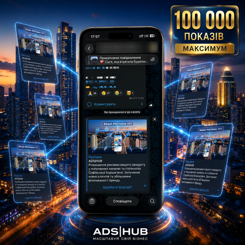 Максимальна реклама в Telegram: Пакет Max 100K